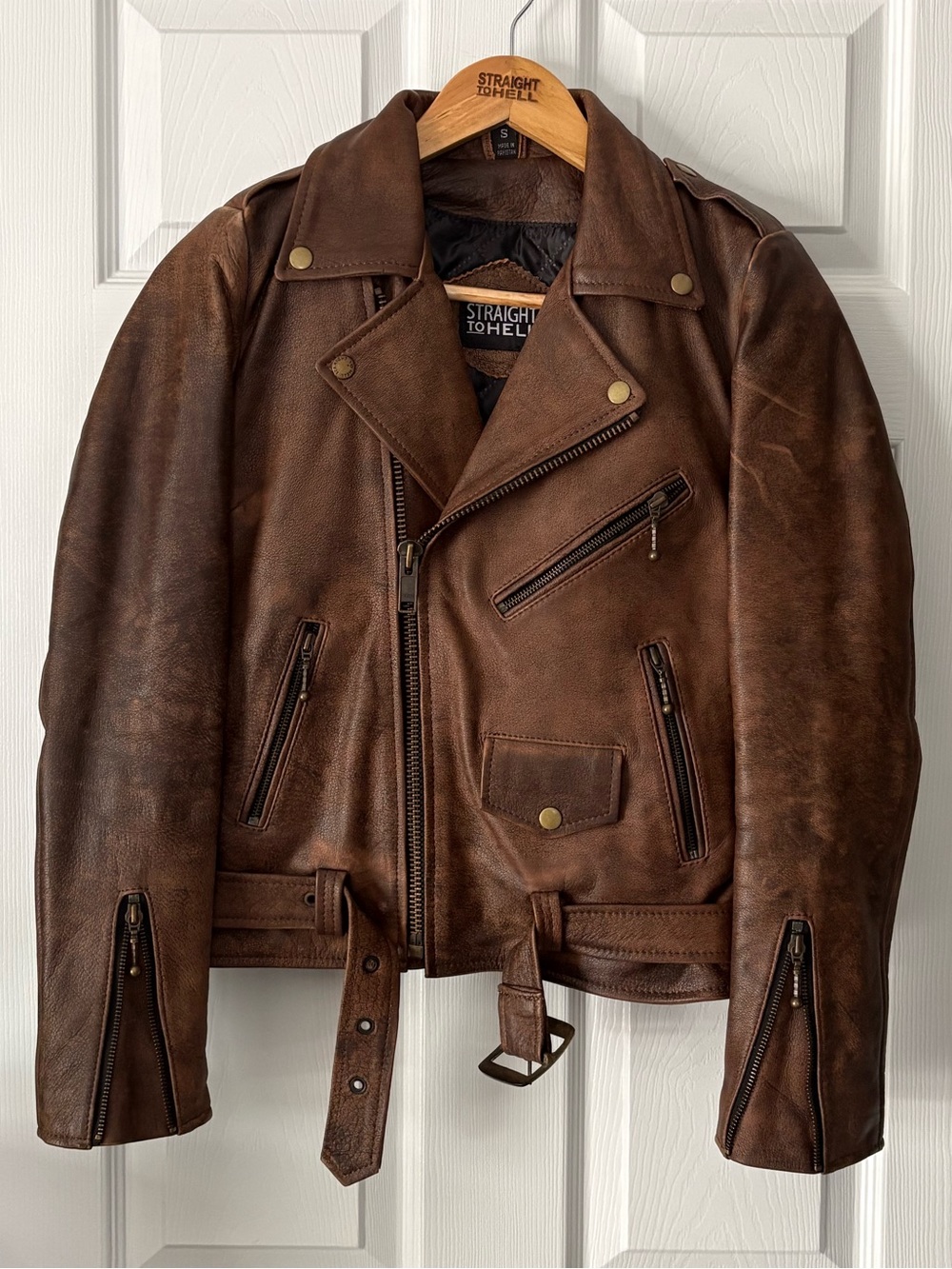 Straight to Hell Brown Commando Leather Jacket | women’s S